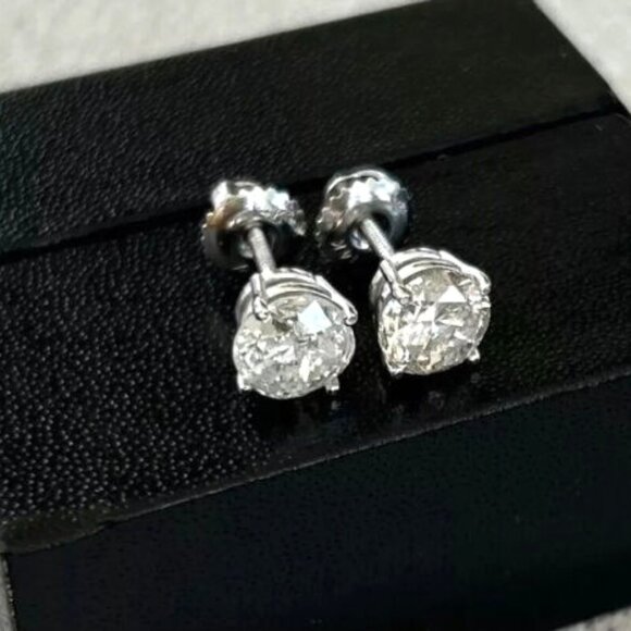1.81ct Genuine Diamond Studs in Solid 14k White Gold